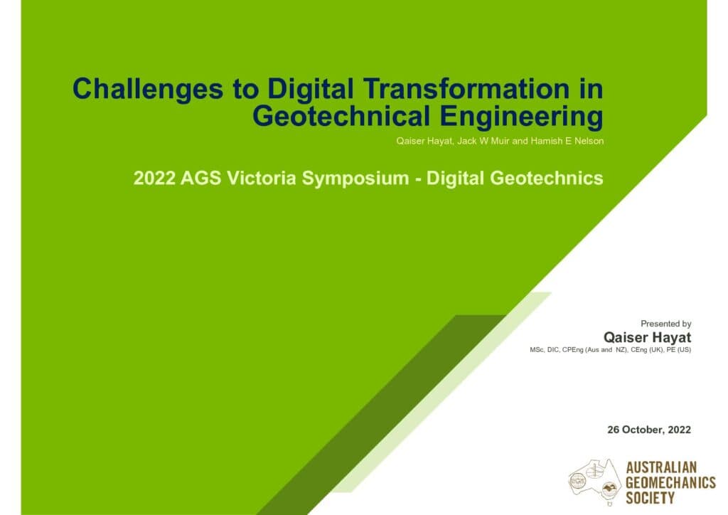 Cover slide of Challenges to Digital Transformation in Geotechnical Engineering